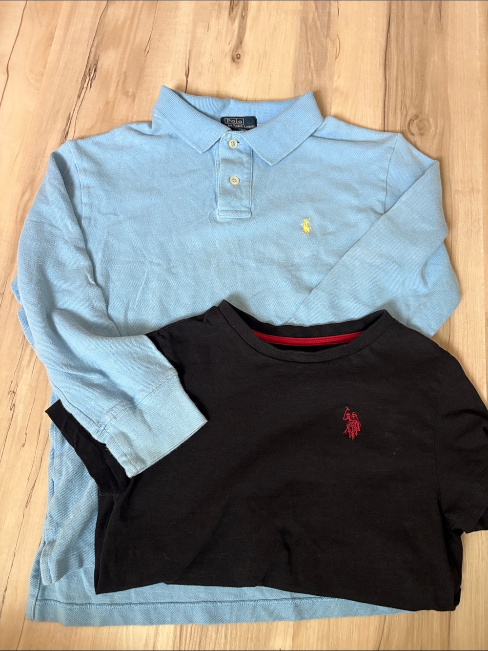 Bundle Polo by Ralph Lauren Kids Light Blue Long-Sleeve Polo & Black Tee Set